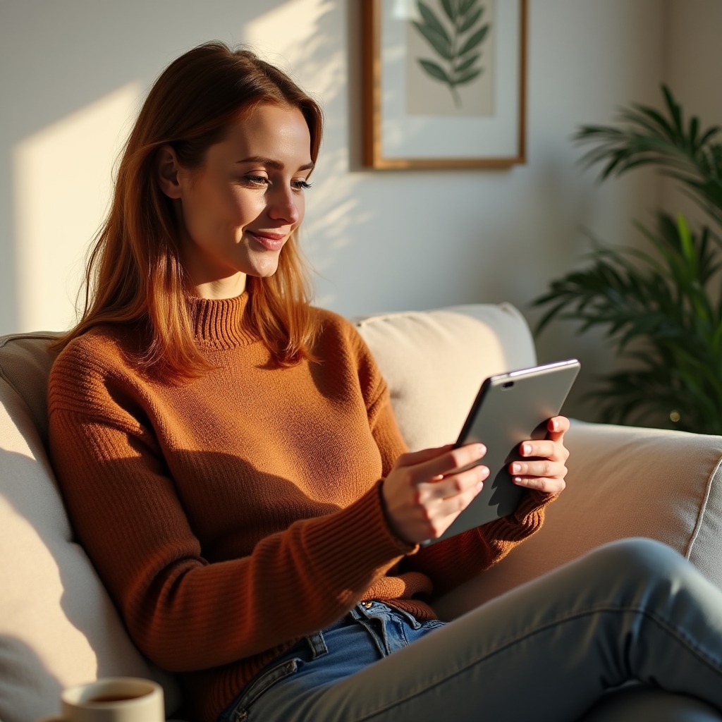 Kobieta ucząca się kursu online z tabletem w domowym biurze